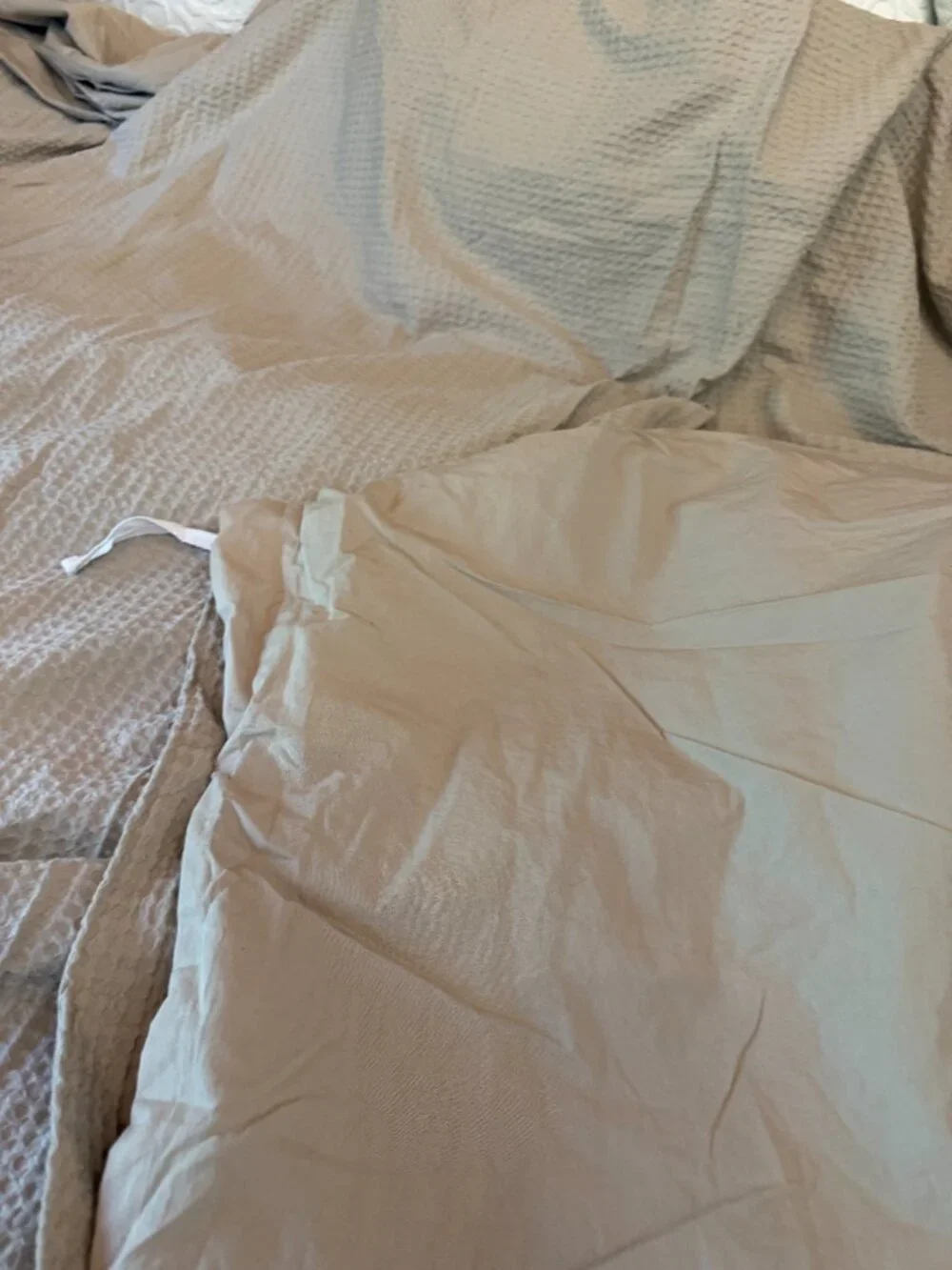 Quince Organic Luxe Honeycomb Duvet Cover Set with Shams King Sand